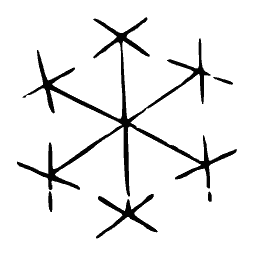 Star marks in a hexagon lattice