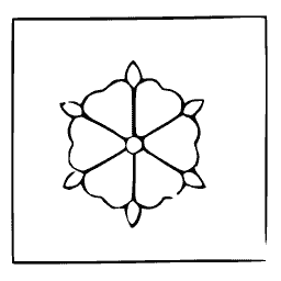 Framed crest of six petals
