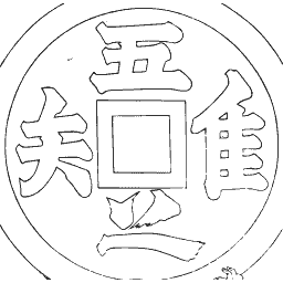 Coin with characters