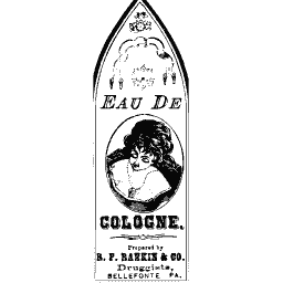 Eau de cologne label with a head