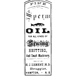 Sperm oil label with a fish