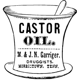 Castor oil mortar label