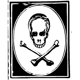 Skull and crossbones in an oval