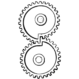 Meshing gear wheels