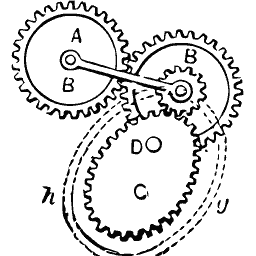 Three meshing gear wheels