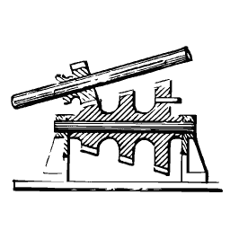 Tilting beam on an arched bed
