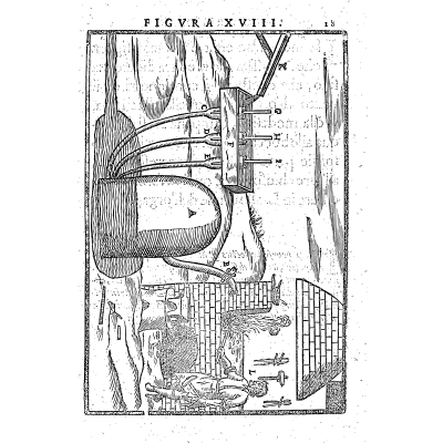 Bellows piped into a furnace