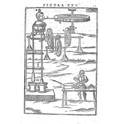 Horizontal gear train on posts
