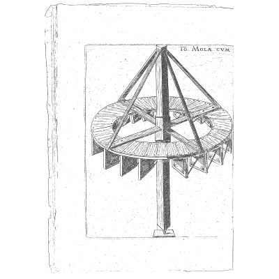 Horizontal windmill with vaned wheel 02