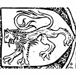 Passant lion in oval