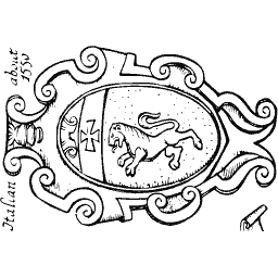 Oval cartouche with lion