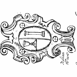 Oval cartouche with column