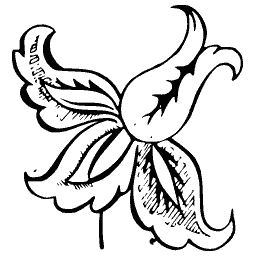 Stylised flower with curling petals