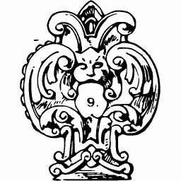 Scrolled cartouche shield