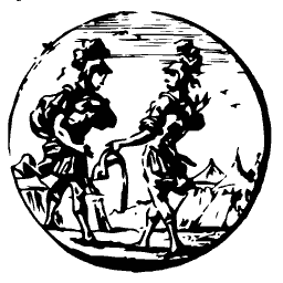 Two figures joining hands