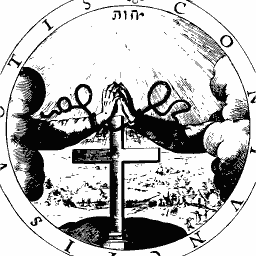 Hands joined above a cross