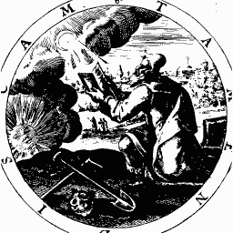 Hand above kneeling figures