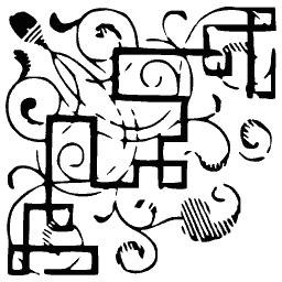 Fret and scroll ornament