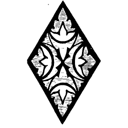 Lozenge with stylised flower