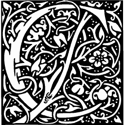 Square initial of vine and flowers 01