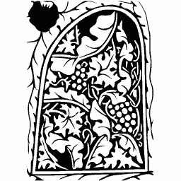 Arched panel of vine and grapes