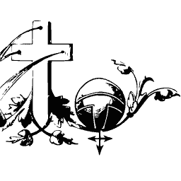 Cross beside a globe