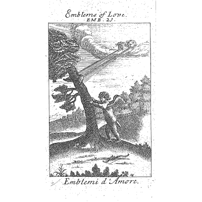Cupid and a bolt of lightning - Emblems of Love in Four Languages, Dedicated to the Ladys - 1683