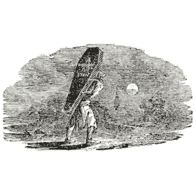 Man carrying a load at dusk - History of British Birds, Volume 2 - 1804