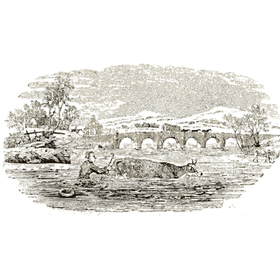 River scene with a bridge - A History of British Birds - 1809