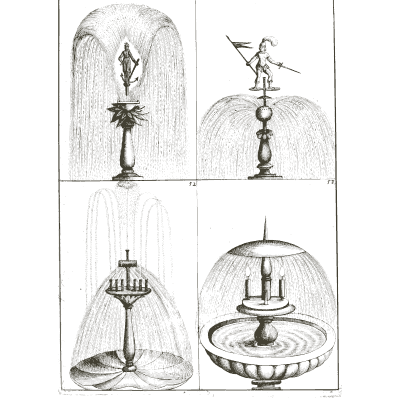 Four small jet and bowl studies - Architectura Curiosa Nova - 1664