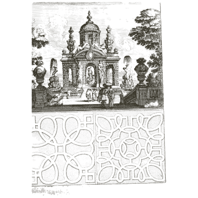 Domed garden pavilion above parterre plans 01 - Architectura Curiosa Nova - 1664