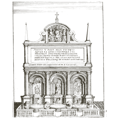 Monumental wall fountain with inscribed tablet - Architectura Curiosa Nova - 1664