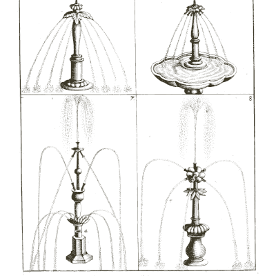 Four shafts with different jet heads - Architectura Curiosa Nova - 1664