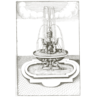 Figure fountain in an oval basin - Architectura Curiosa Nova - 1664