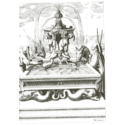 Canopied fountain on a carved basin - Architectura Curiosa Nova - 1664