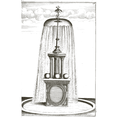 Water bell round a panelled pedestal - Architectura Curiosa Nova - 1664