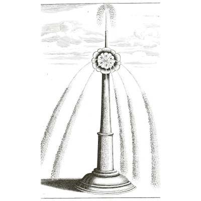 Rosette head spreading a water dome - Architectura Curiosa Nova - 1664