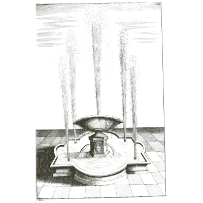 Three jets from a low oval basin - Architectura Curiosa Nova - 1664