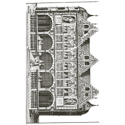 Arcaded gallery of jets seen from above - Architectura Curiosa Nova - 1664