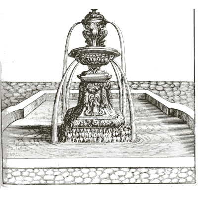 Great vase fountain between flights of steps - Architectura Curiosa Nova - 1664
