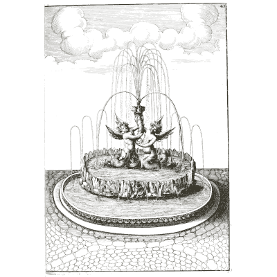 Putti on a round basin under spray - Architectura Curiosa Nova - 1664