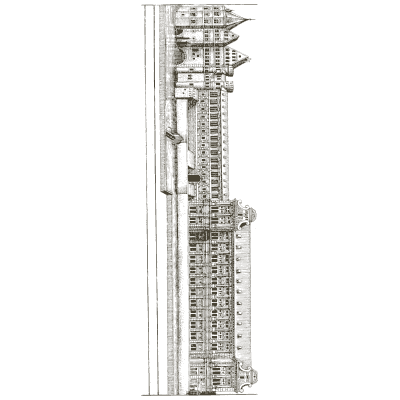 Narrow strip of an arcaded water wall - Architectura Curiosa Nova - 1664