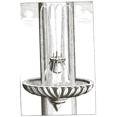 Fluted wall bowl on a column - Architectura Curiosa Nova - 1664