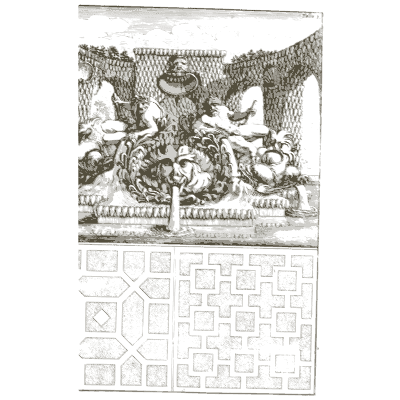 Sea beast grotto niche above parterre plans - Architectura Curiosa Nova - 1664