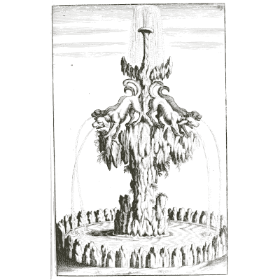 Tree-like fountain in a round basin - Architectura Curiosa Nova - 1664