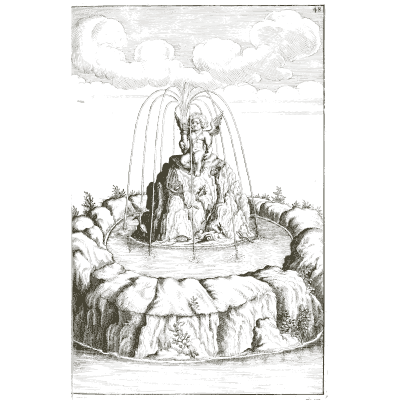 Rockwork mass in an oval pool - Architectura Curiosa Nova - 1664