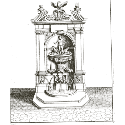 Small fountain house with a niche group - Architectura Curiosa Nova - 1664