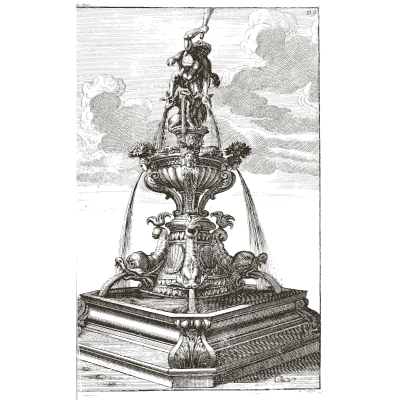 Figure group on a carved jetting base - Architectura Curiosa Nova - 1664