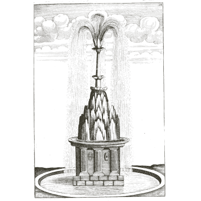 Spreading jet from a square base in a pool - Architectura Curiosa Nova - 1664