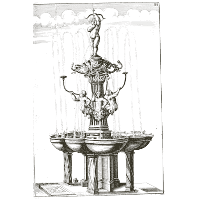 Figure fountain with side basins - Architectura Curiosa Nova - 1664